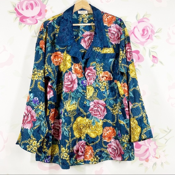 Victoria's Secret Other - Vintage Victoria’s Secret Floral Button Down Pajama Top L